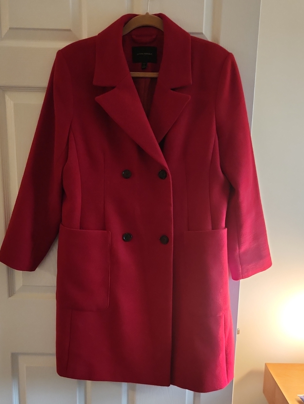 Banana Republic Factory Bright Red Double-Breasted Pea Coat